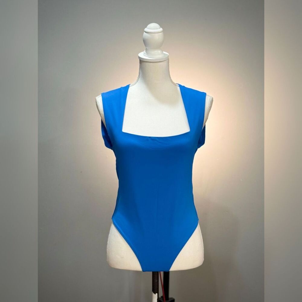 Blue House of Harlow 1960 Square Neck Bodysuit Size L NWT